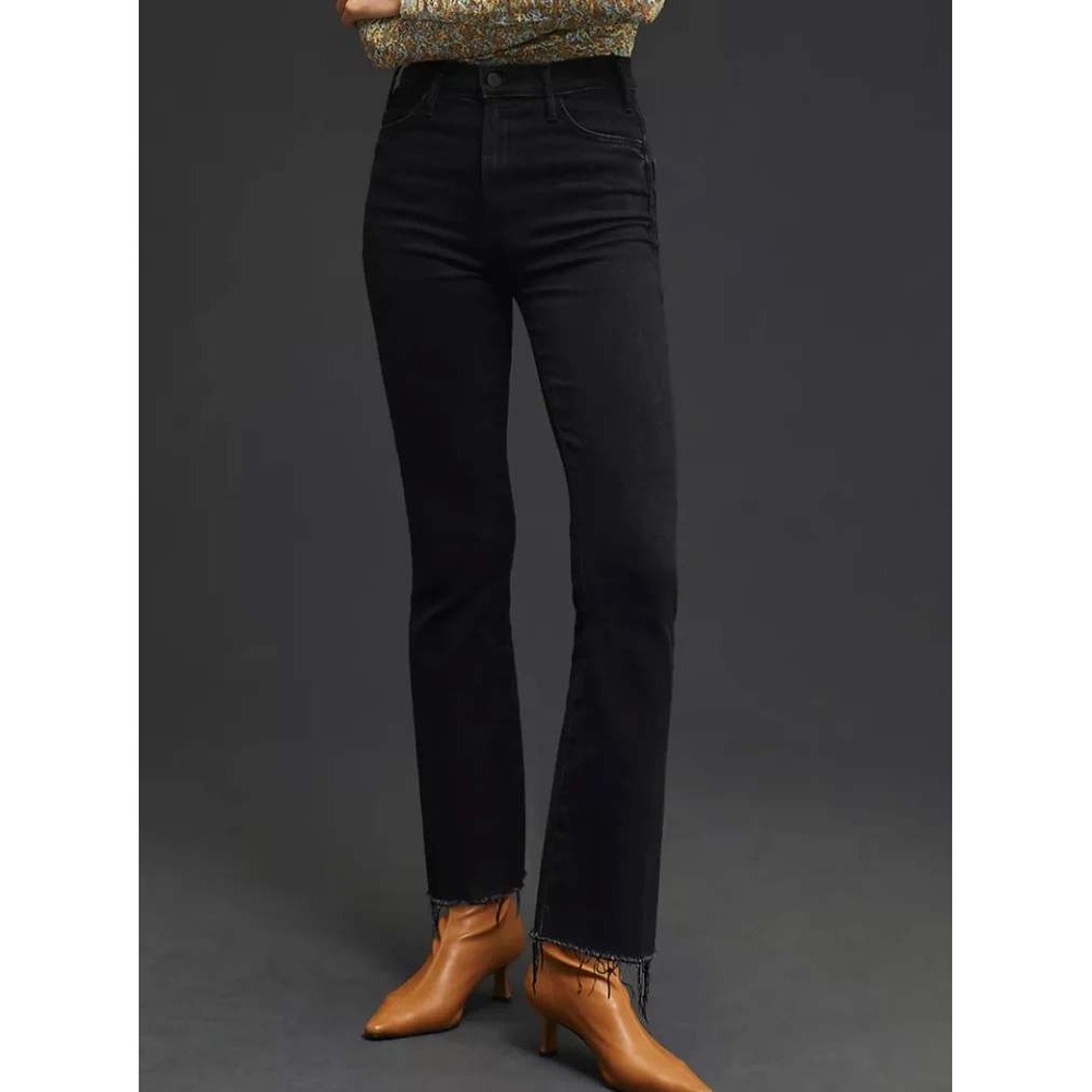 Mother The Hustler Ankle Fray Jeans Encounters At Night Black High Rise 26